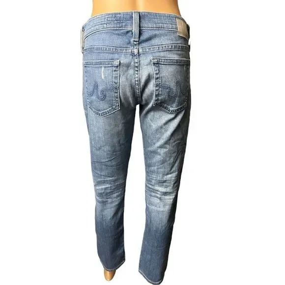 Adriano Goldschmied Women's Blue The Nolan Ankle Distressed Denim Jeans Size 26 - Picture 3 of 10